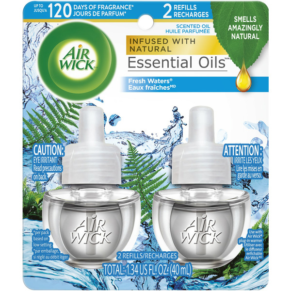 Air Fresheners & Candles Air Wick® Plug in Scented Oil Refill, 2 ct, Fresh Waters, Air Freshener, Essential Oils hero