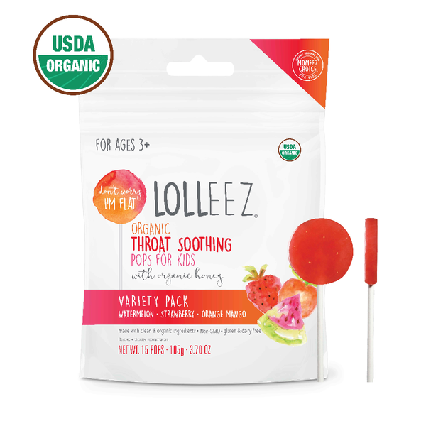 Cold, Flu & Allergy Lolleez  Throat Soothing Pops, Organic for Kids, Variety Pack hero