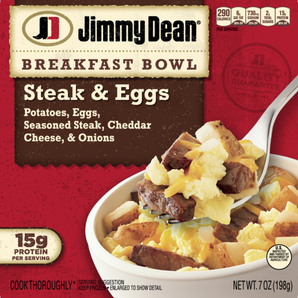 Frozen Breakfast Jimmy Dean Breakfast Bow, Steak, Frozen, 7 oz Bowl hero