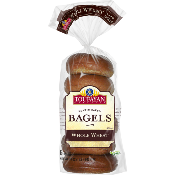 Breakfast Bakery Toufayan Bakeries Whole Wheat Bagels hero