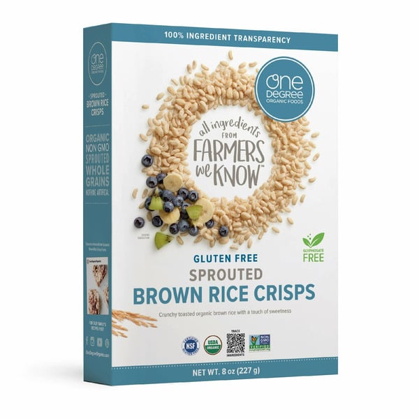 Cereal One Degree Organic Foods Sprouted, Brown Rice Crisps, Organic Cereal hero