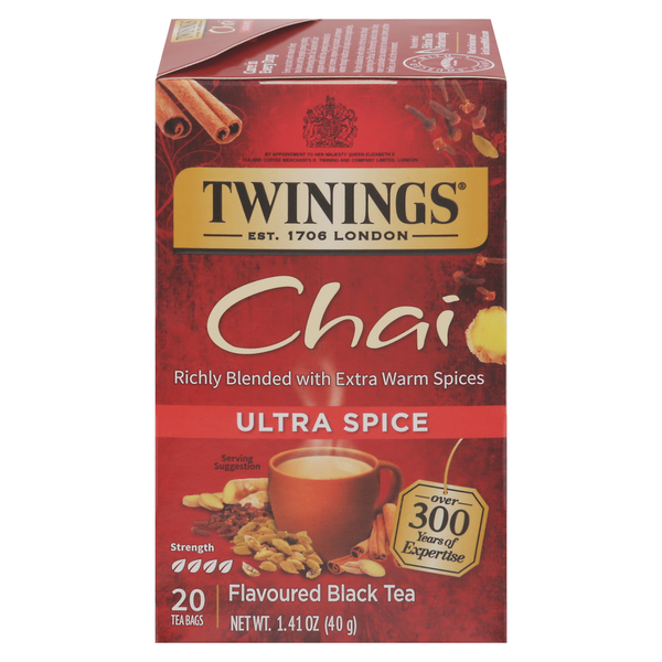 Tea Twinings Flavoured Black Tea, Chai, Ultra Spice, Tea Bags hero