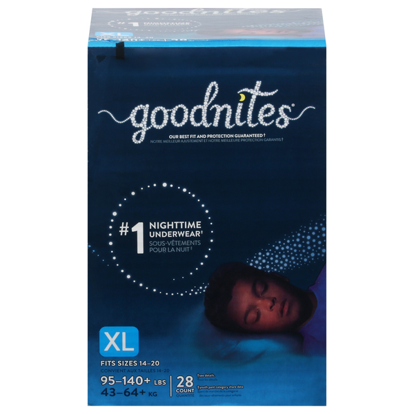 Diapers & Wipes Goodnites Boys' Nighttime Bedwetting Underwear, Size Extra Large (95-140+ lbs) hero