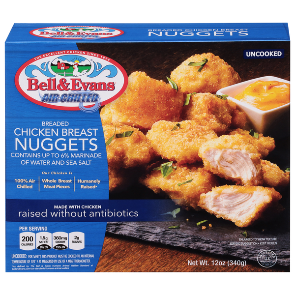 Frozen Meals Bell & Evans Chicken Breast Nuggets, Breaded, Uncooked hero