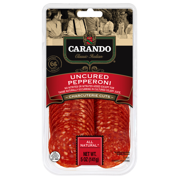 Carando Pepperoni, Uncured, Charcuterie Cuts hero