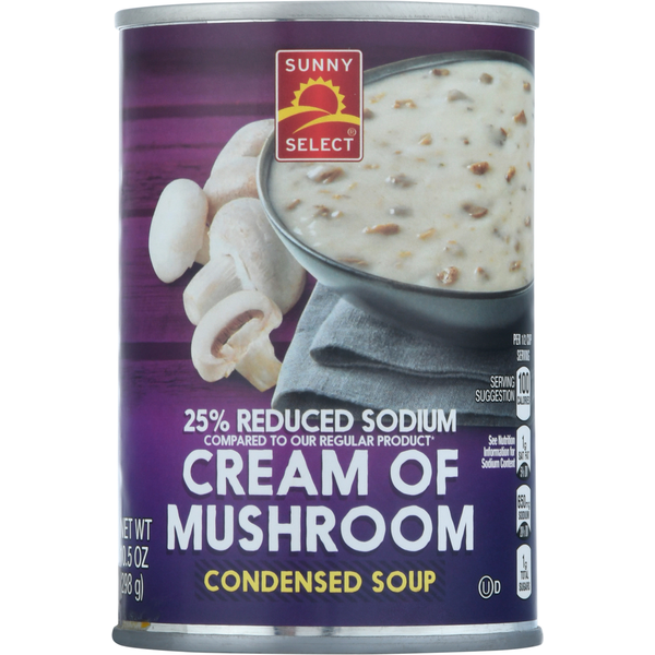 Soup, Broth & Bouillon Sunny Select Condensed Soup, 25% Reduced Sodium, Cream of Mushroom hero