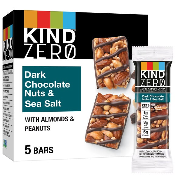 KIND Zero Added Sugar Dark Chocolate Nuts & Sea Salt hero