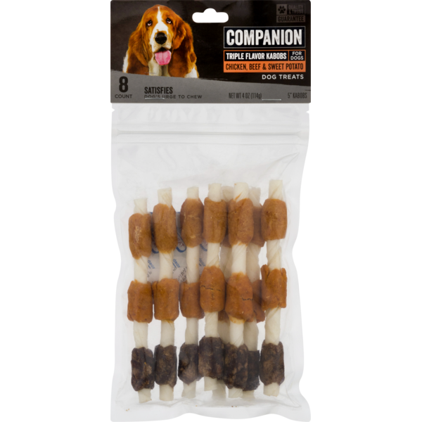 Dog Treats & Chews Companion Dog Treats, Triple Flavor Kabobs, Chicken, Beef & Sweet Potato, Card hero