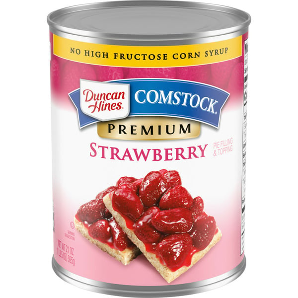 Baking Ingredients Duncan Hines Comstock Comstock Premium Strawberry Pie Filling and Topping hero