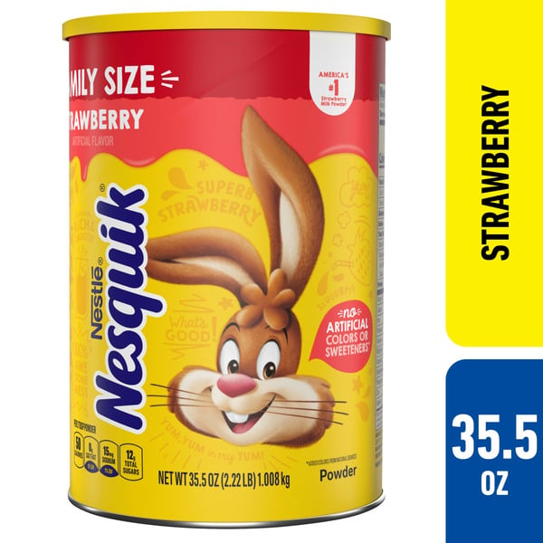 Cocoa & Drink Mixes Nestlé NESQUIK Strawberry Flavor Powder Drink Mix Canister hero