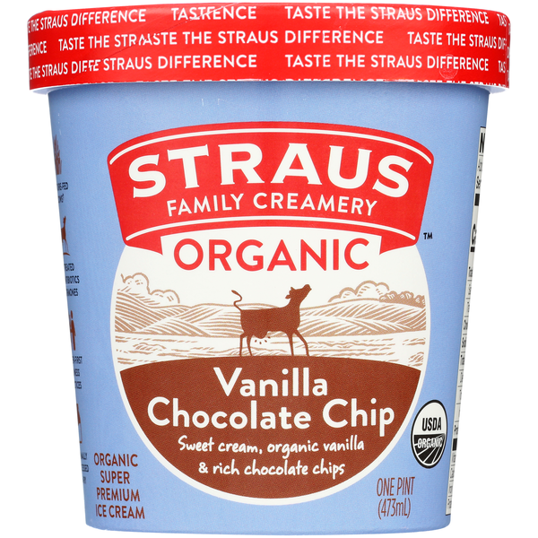 Ice Cream & Ice Straus Family Creamery  Organic Vanilla Chocolate Chip Ice Cream hero