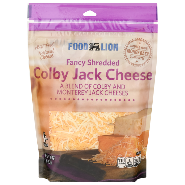 Packaged Cheese Food Lion Fancy Shredded Cheese, Colby Jack hero