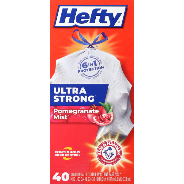 Trash Bags & Liners Hefty Pomegranate Mist Tall Drawstring Kitchen Bags hero