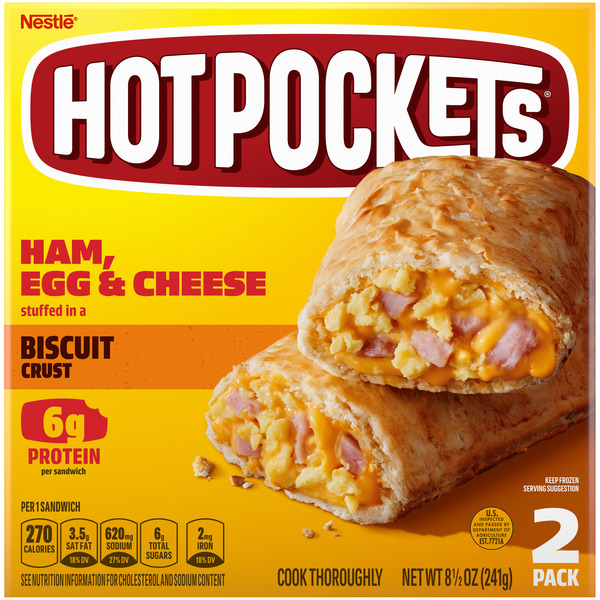 Hot Pockets Frozen Snack Frozen Snack Ham Egg and Cheese Biscuit Crust Sandwich hero