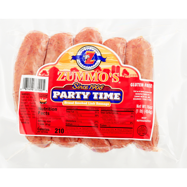 Hot Dogs, Bacon & Sausage Zummo Meat Company Smoked Link Sausage, Party Time hero