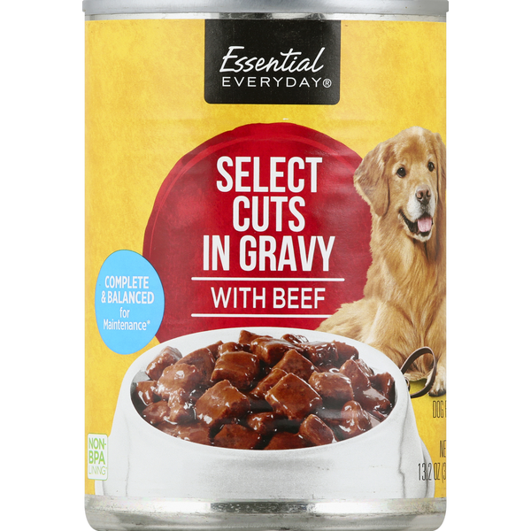 Dog Food & Care Essential Everyday Dog Food, Select Cuts in Gravy, with Beef hero