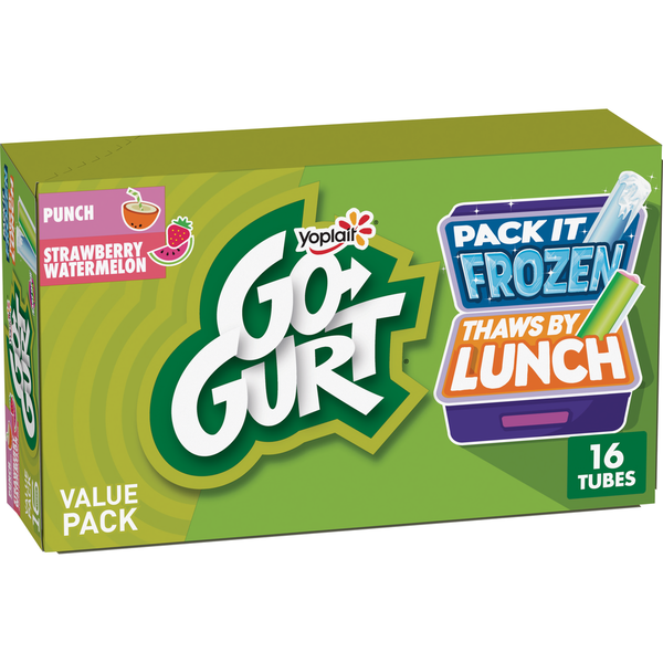 Yogurt Go-Gurt Gluten Free Punch and Strawberry Watermelon Kids Yogurt Tubes hero