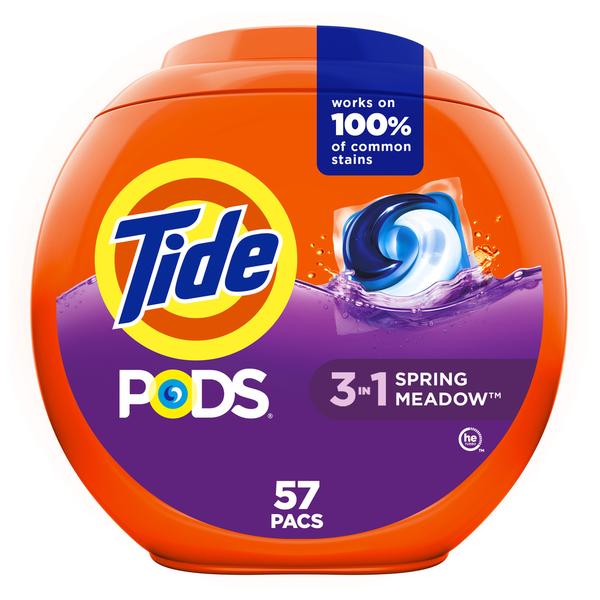 Laundry Tide Laundry Detergent Soap Pacs, HE Compatible, Spring Meadow hero