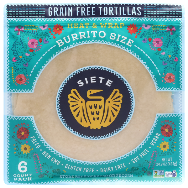 Tortillas & Flat Bread Siete Tortillas, Grain Free, Burrito Size hero