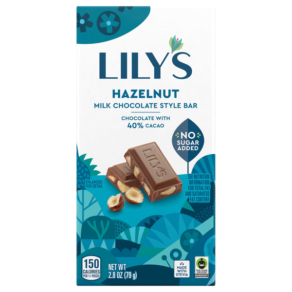 Candy & Chocolate Lily's Hazelnut Milk Chocolate Style No Sugar Added Sweets hero