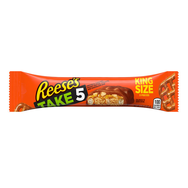 Candy & Chocolate Reese's TAKE 5 Pretzel, Peanut and Chocolate King Size, Candy Bar, 2.25 oz hero