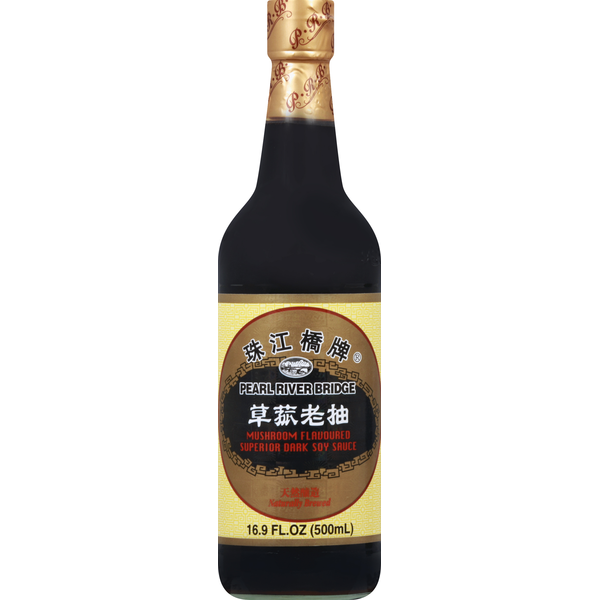 Pearl River Bridge Soy Sauce, Superior Dark, Mushroom Flavored hero