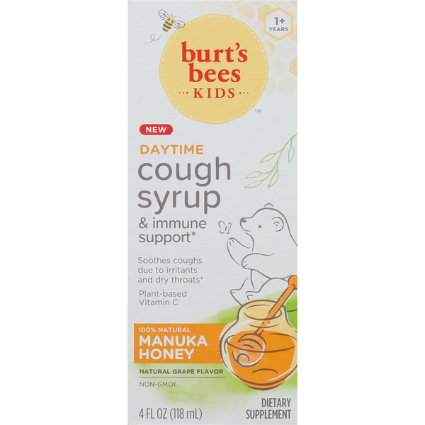 Cold, Flu & Allergy Burt's Bees Kids Cough Syrup, Manuka Honey, Daytime, Natural Grape Flavor, 1+ Years hero