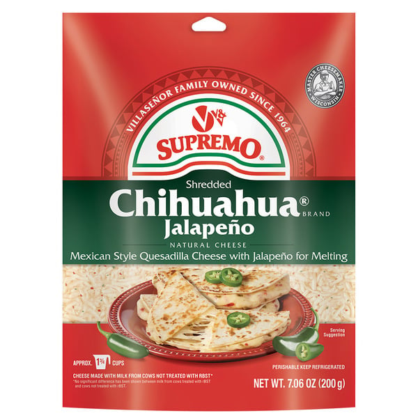 Packaged Cheese V&V Supremo Shredded Chihuahua Jalapeno Quesadilla Cheese, Mexican Style hero