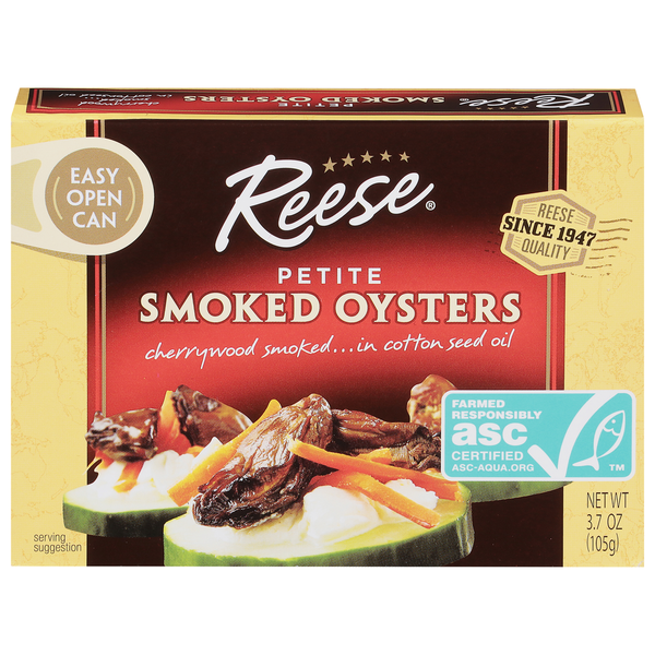 Canned Meat & Seafood Reese's Smoked Oysters, Petite hero