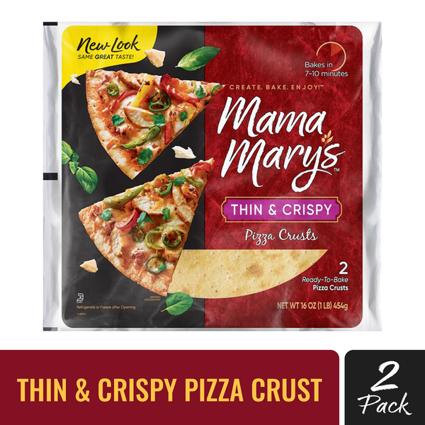 Fresh Pasta Mama Mary's Thin & Crispy Pizza Crust, Kosher, 2 Count Pack hero