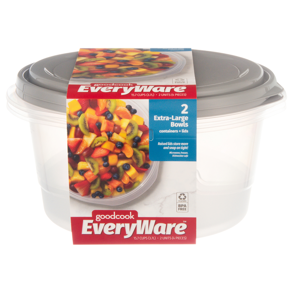 Food Storage GoodCook Containers + Lids, Extra-Large Bowls hero