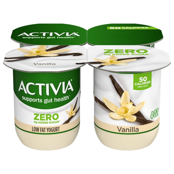 Yogurt Activia 0g Added Sugar Vanilla Probiotic Yogurt, Nonfat Yogurt Cups hero