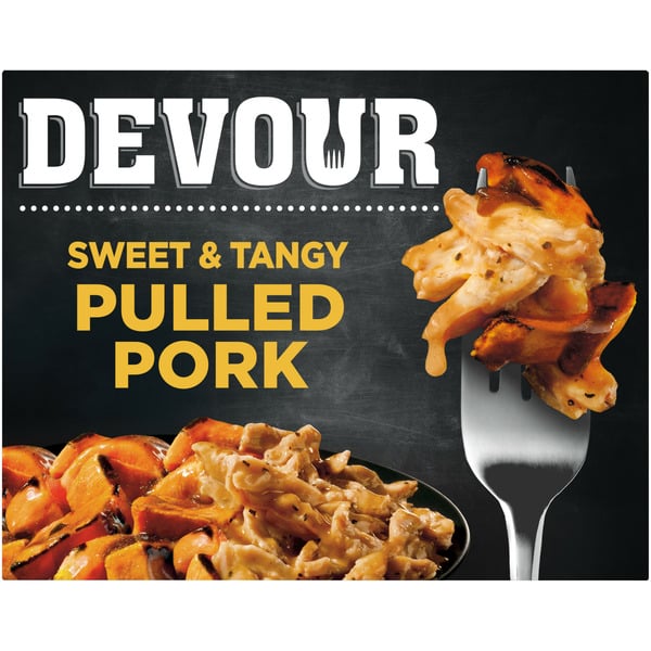 Frozen Meat & Seafood DEVOUR Sweet & Tangy Pulled Pork with Bourbon Glazed Sweet Potatoes Frozen Meal hero