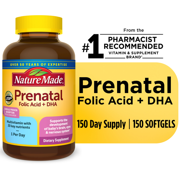 Vitamins & Supplements Nature Made Prenatal with Folic Acid + DHA Softgels hero