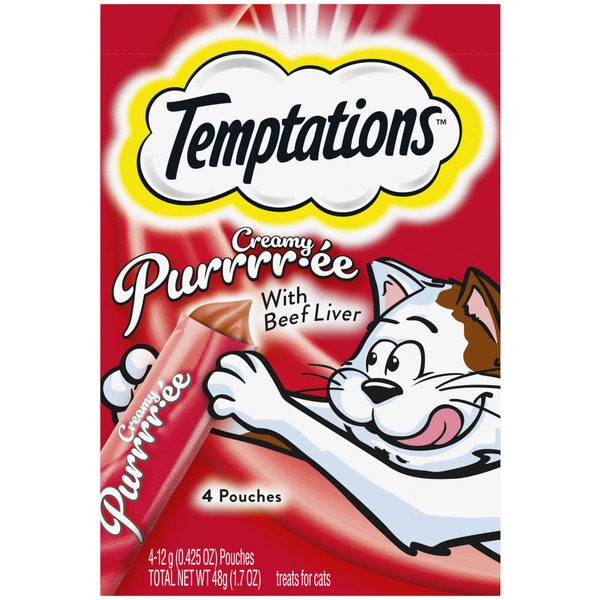 TEMPTATIONS Creamy Puree Beef Liver Lickable Squeezable Cat Treats hero