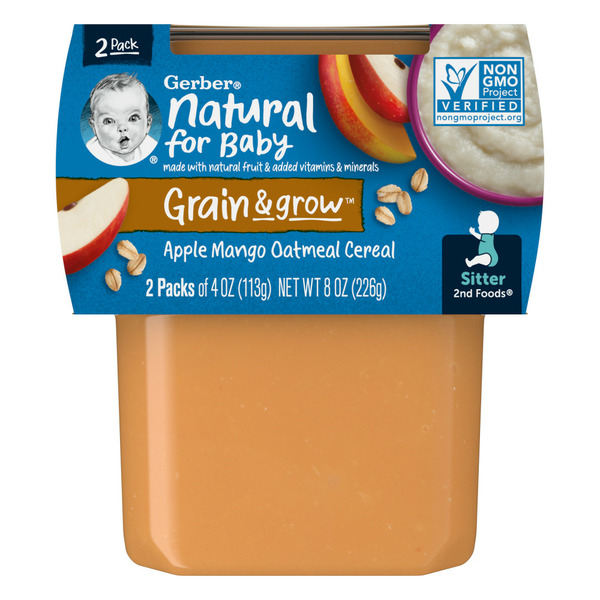 Baby Food & Formula Gerber Baby Foods Apple Mango With Rice Cereal Tub hero