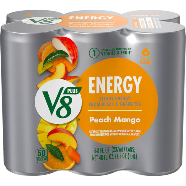 Juice & Nectars V8 V-Fusion + Energy Peach Mango Vegetable & Fruit Juice hero