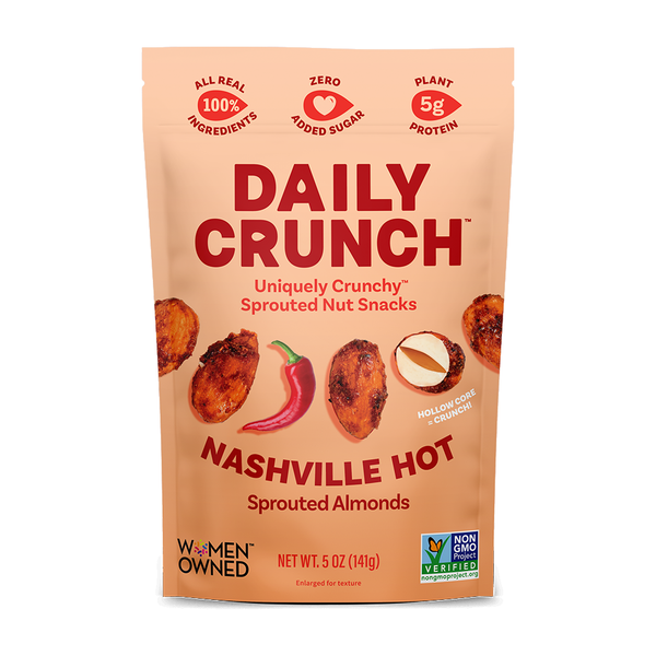 Daily Crunch Snacks Nashville Hot Sprouted Almonds hero