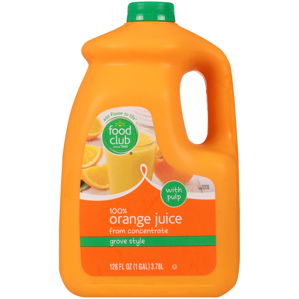 Juice & Nectars Food Club Grove Style 100% Orange Juice From Concentrate With Pulp hero