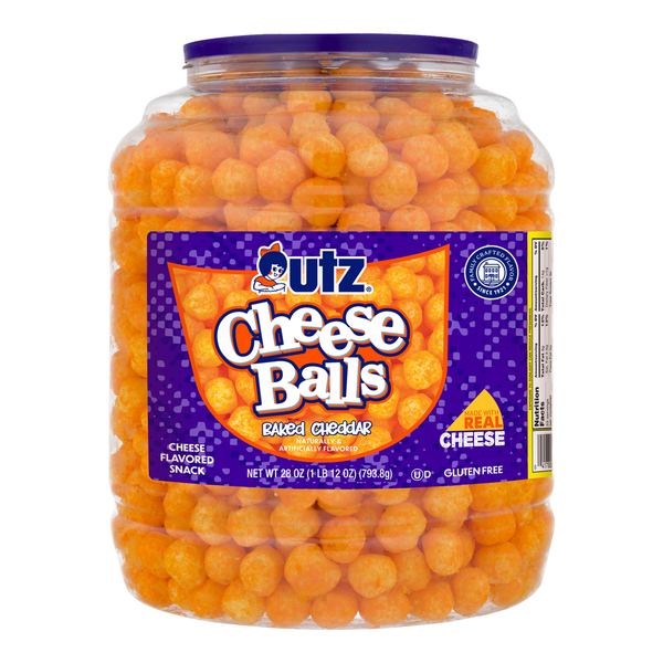 Utz Cheddar Cheese Balls Barrel hero