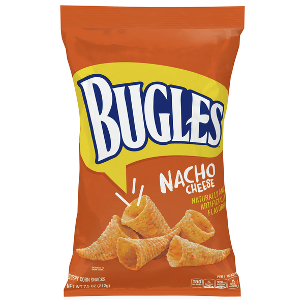 Chips & Pretzels Bugles Nacho Cheese Flavor Crispy Corn Snacks hero