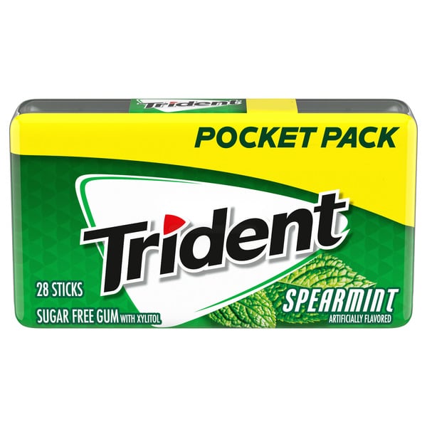 Mint & Gum Trident Spearmint Sugar Free Gum, Pocket Packs hero