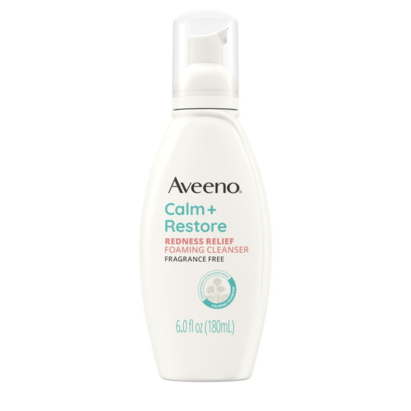 Aveeno Calm + Restore Redness Relief Face Wash, Foaming Facial Cleanser hero