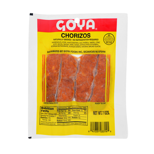 Hot Dogs, Bacon & Sausage Goya Chorizos, Naturally Smoked hero