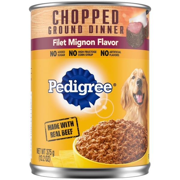 Dog Food Pedigree Chopped Ground Dinner Adult Canned Wet Dog Food Filet Mignon hero