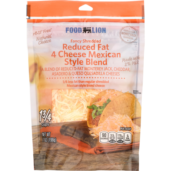 Packaged Cheese Food Lion Fancy Shredded 4 Cheese Mexican Blend Cheese hero