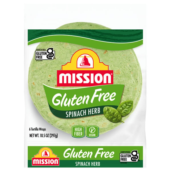 Packaged Bread Mission Gluten Free Spinach Herb Tortilla Wraps hero