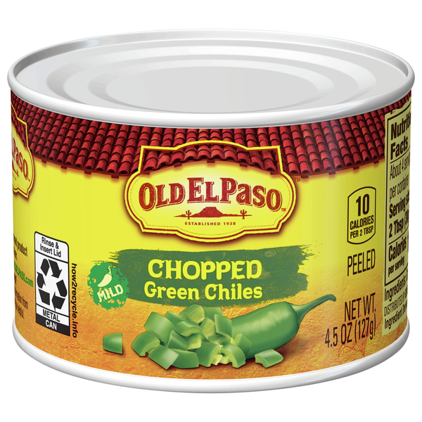 Holiday Items Old El Paso Green Chiles, Chopped, Peeled, Mild hero