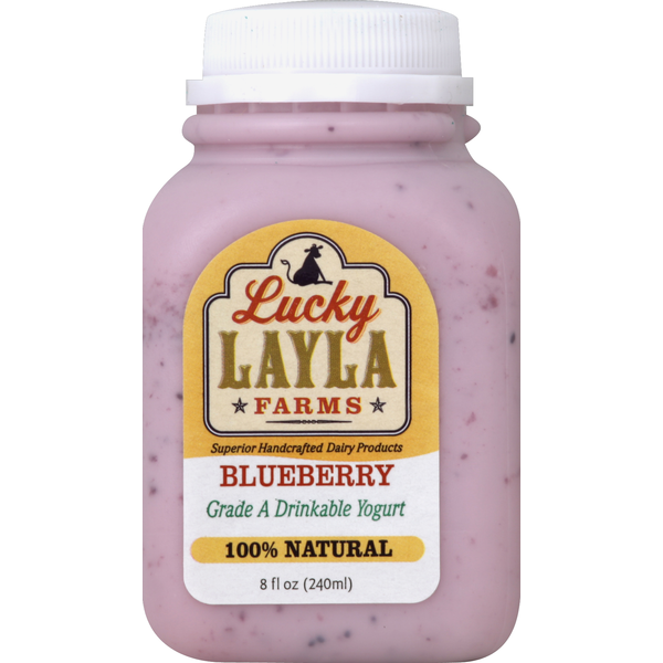 Yogurt Lucky Layla Farms Yogurt, Drinkable, Blueberry hero