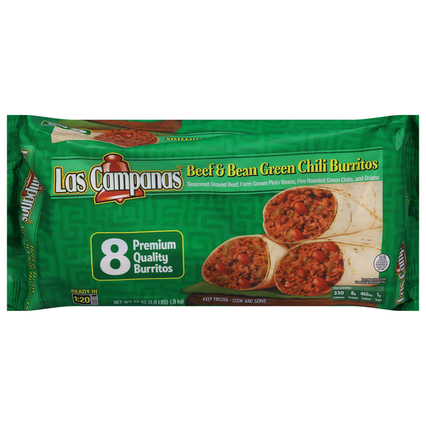 Frozen Meals Las Campanas Burritos, Beef & Bean Green Chili hero